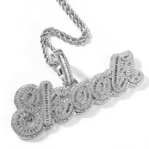 Customized Letter Square Zircon Pendant