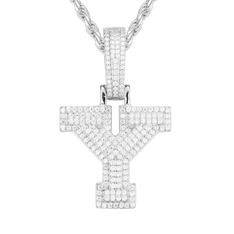 Moissanite S925 Silver Solid 26 Letters Pendant Gubanlink