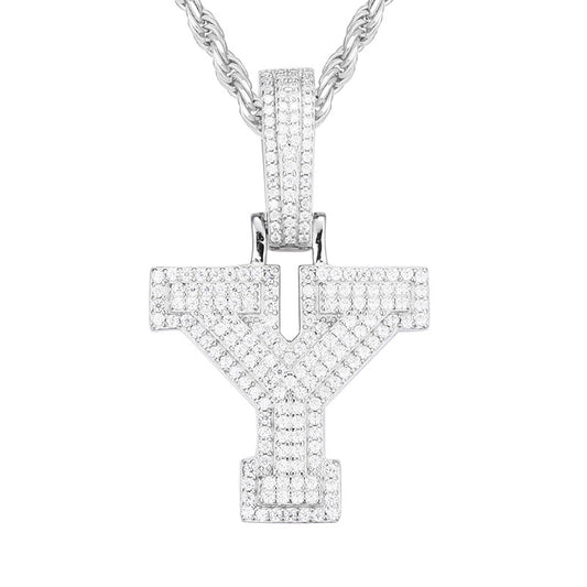 Moissanite S925 Silver Solid 26 Letters Pendant