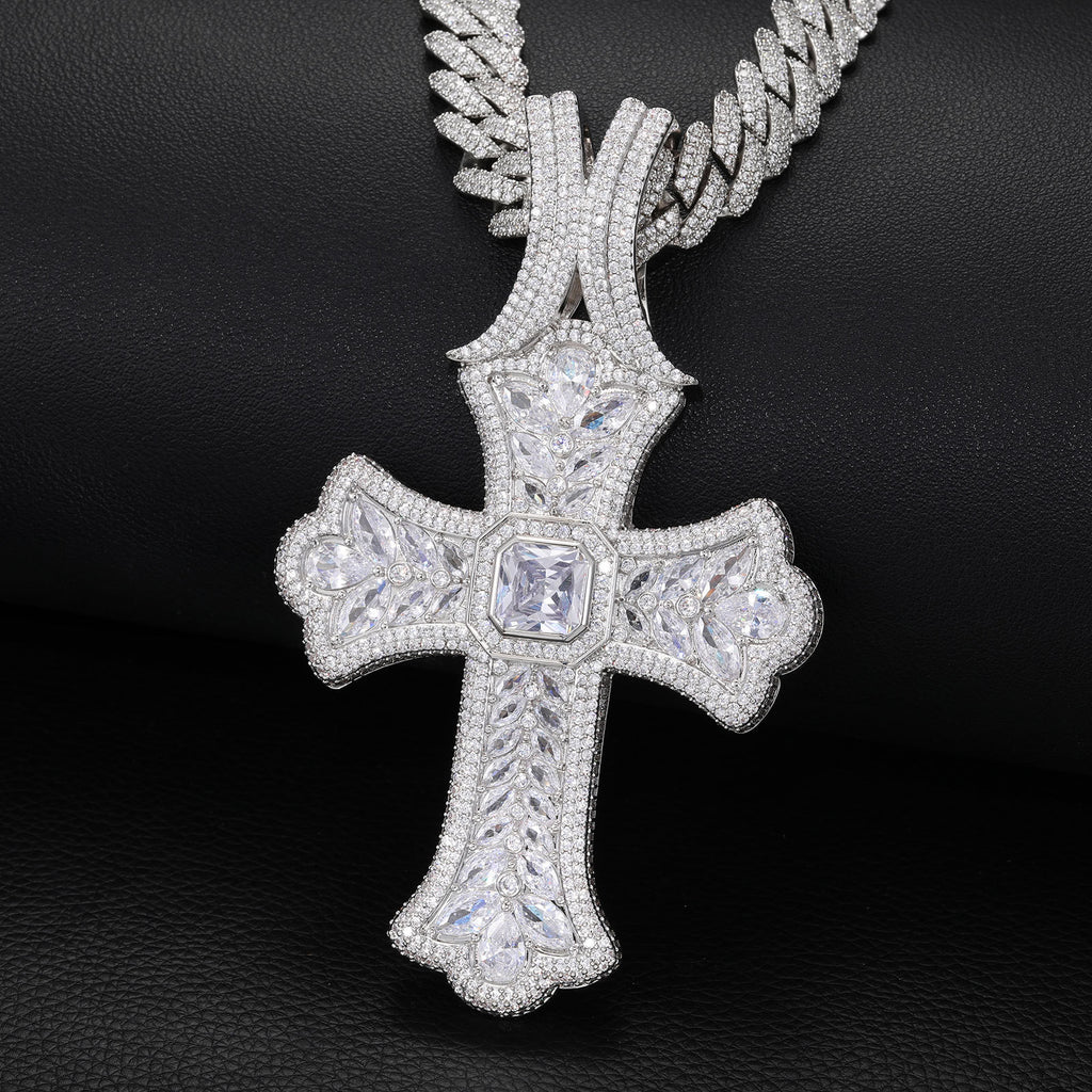 Oversized  CZ Stone Cross Pendant