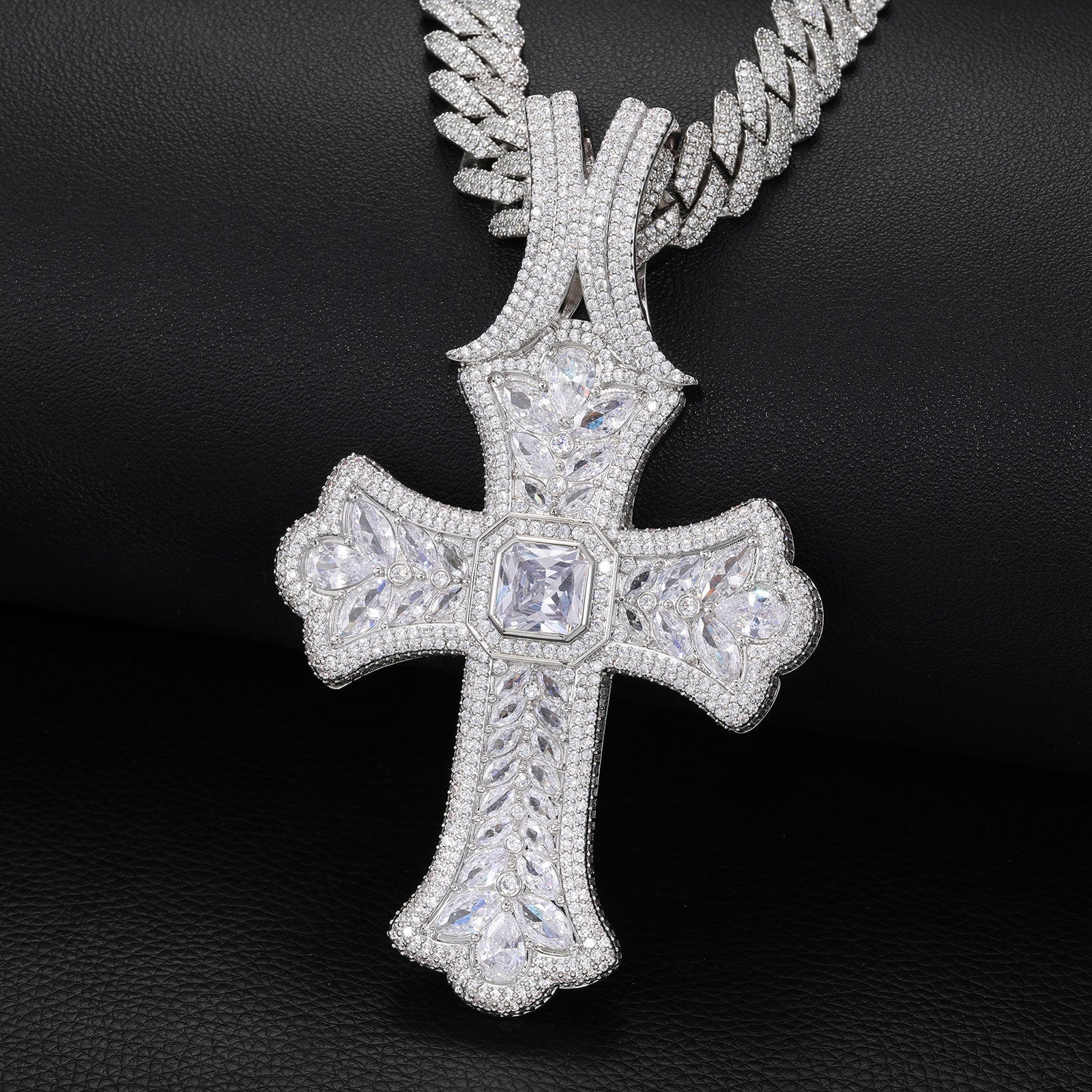 Oversized  CZ Stone Cross Pendant