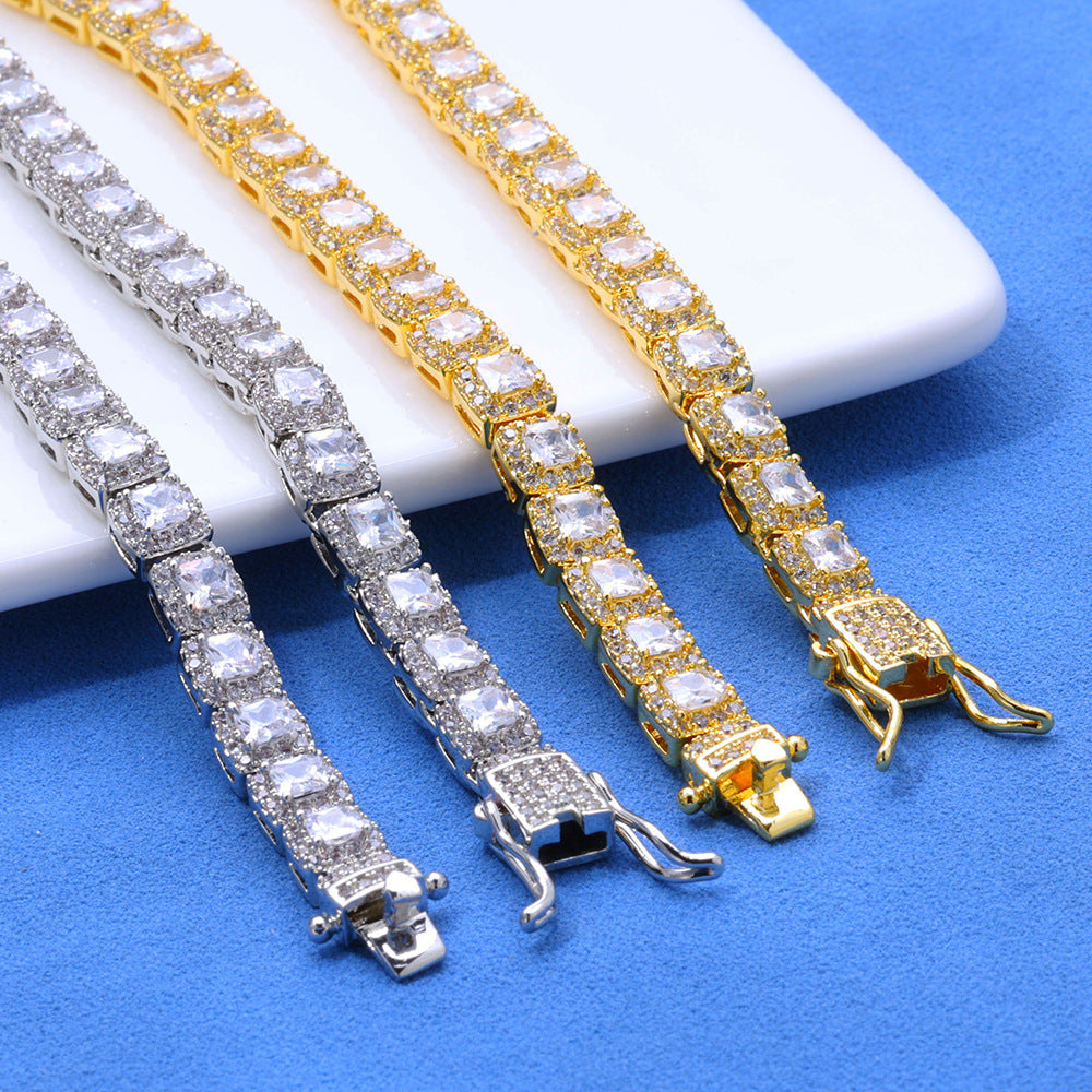 5mm  Gold S925 silver moissanite full diamond rock candy tennis bracelet Gubanlink