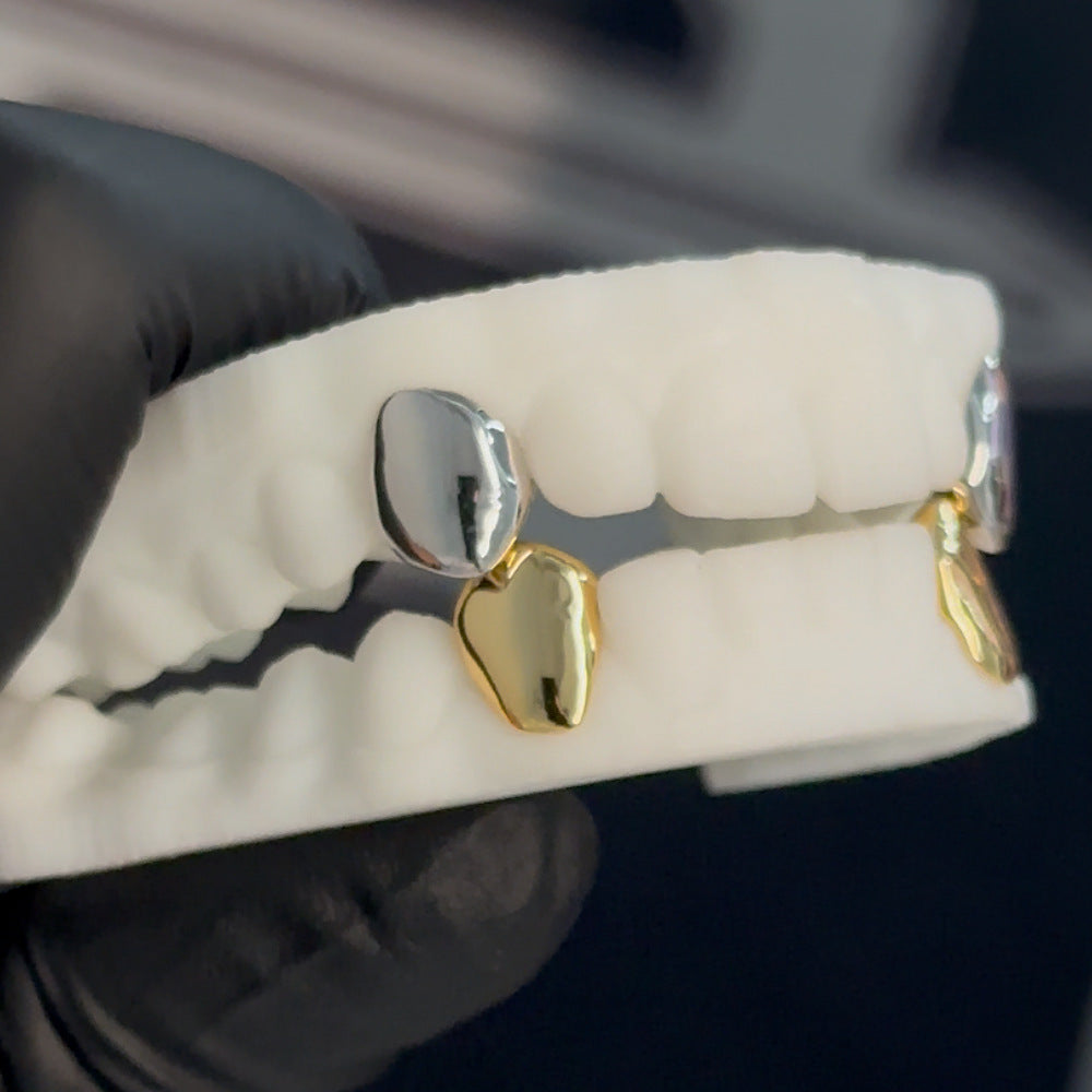 Two-color canine smooth teeth Grillz