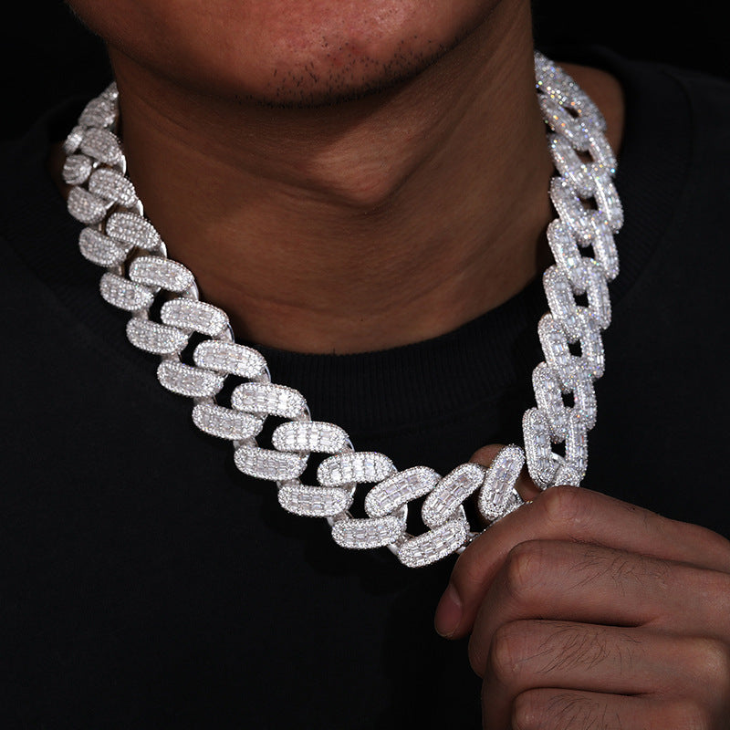 28MM White Gold Diamond Square Zircon Cuban Chain