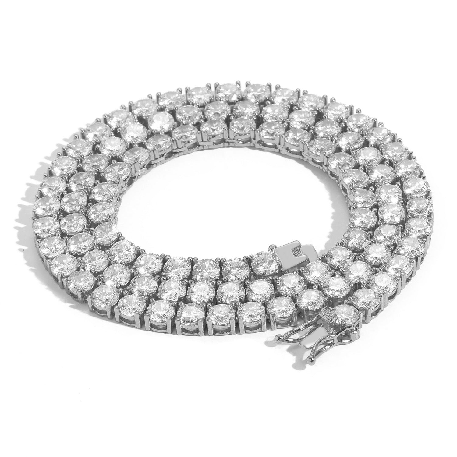 3-5mm S925 Silver White Gold  Moissanite Single Row Tennis Chains Gubanlink