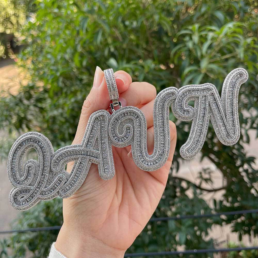 Customized Letter Square Zircon Pendant