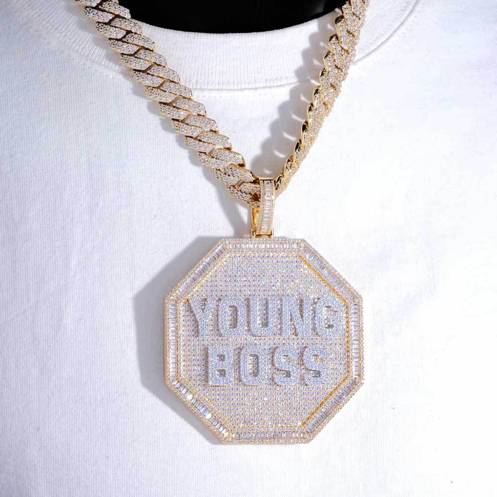 3D Big Octagon Custom Letter Pendant