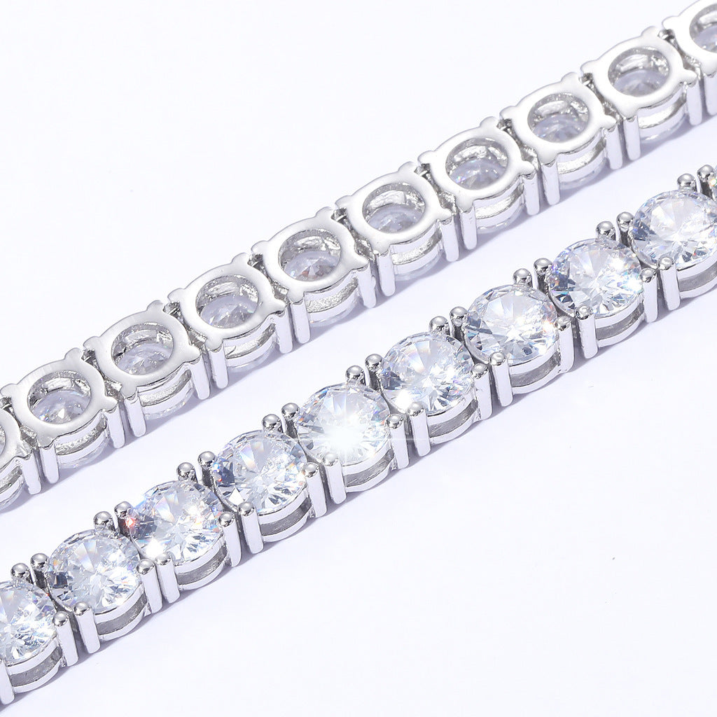 3-5mm S925 Silver White Gold  Moissanite Single Row Tennis Chains