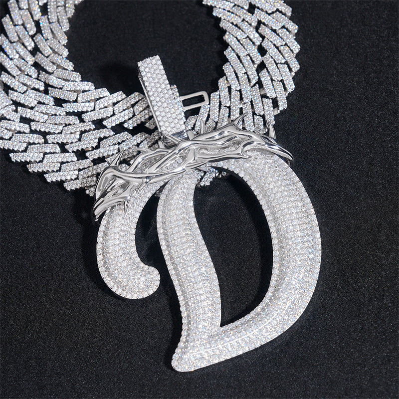 Diamond Jumbo Thorn Initial Pendant Necklace gubanlink