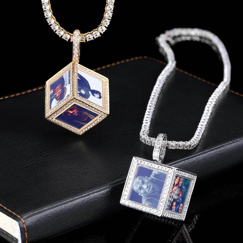 Cube memory photo pendant zircon DIY Thegoldlinks