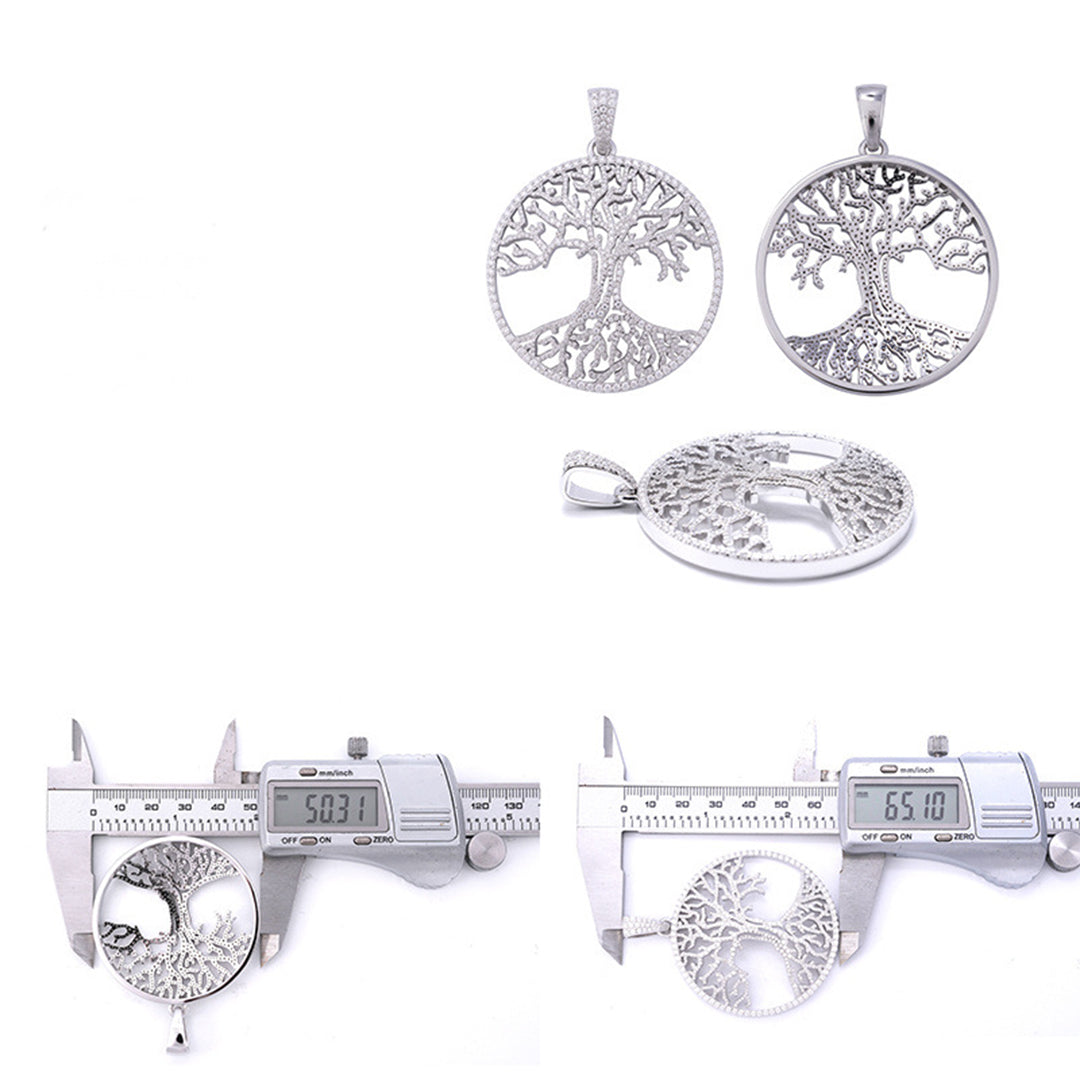 S925 Sterling Silver Moissanite Tree Of Life Baguette Cut Pendant