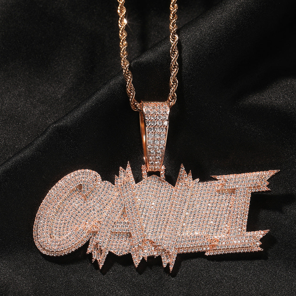 Custom Three-row Letter Hip-hop Pendant Gubanlink