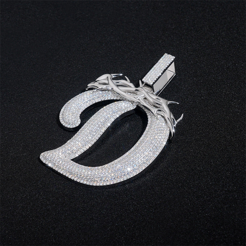 Diamond Jumbo Thorn Initial Pendant Necklace gubanlink