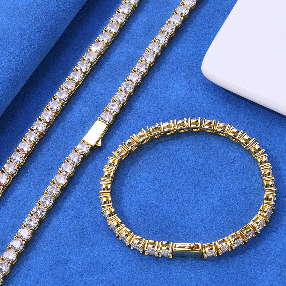 3mm-5mm  White Gold S925 Silver Moissanite Tennis Chains Gubanlink