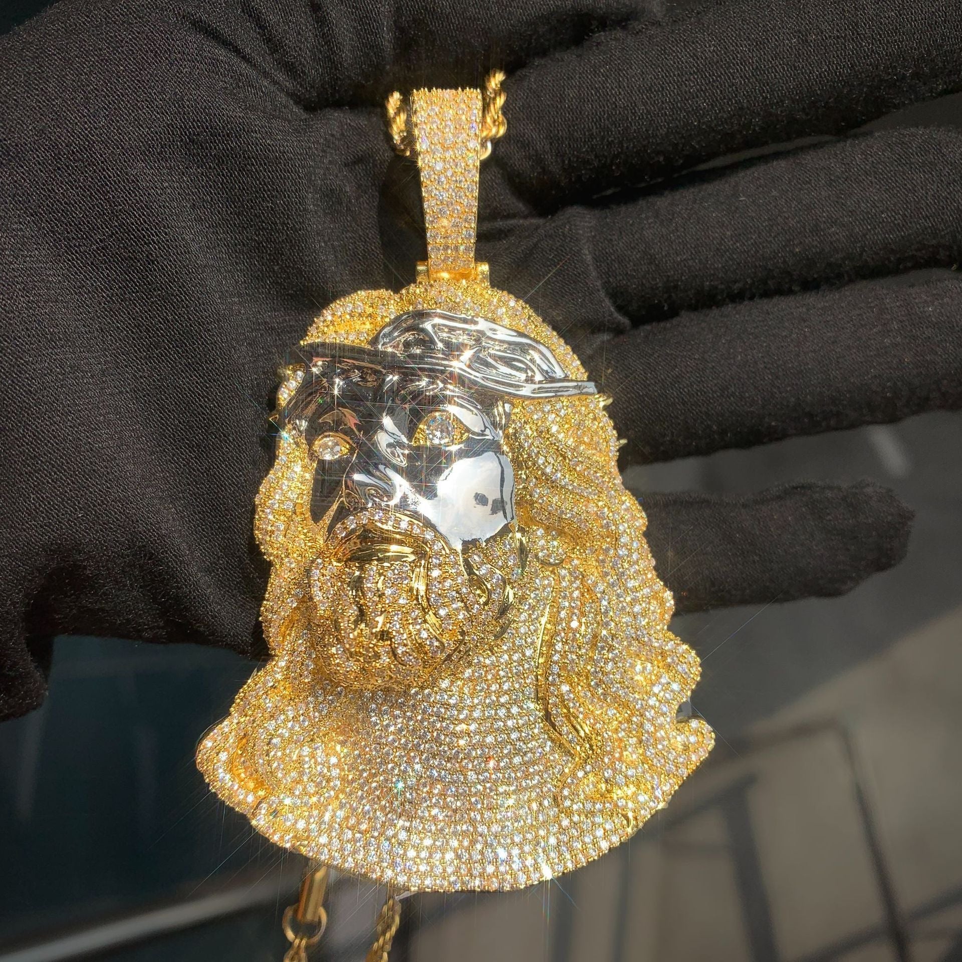 Baguette S925 Moissanite Bell Jesus Pendant gubanlink