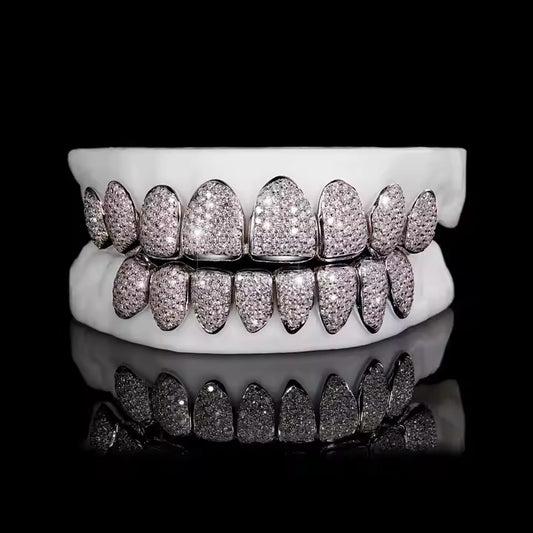 925S Moissanite Diamond Honeycomb Grillz