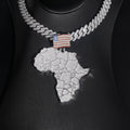 African Continent Pendant Icy Crystal Hip Hop Style 925 Sterling Silver Moissanite Gemstone gubanlink