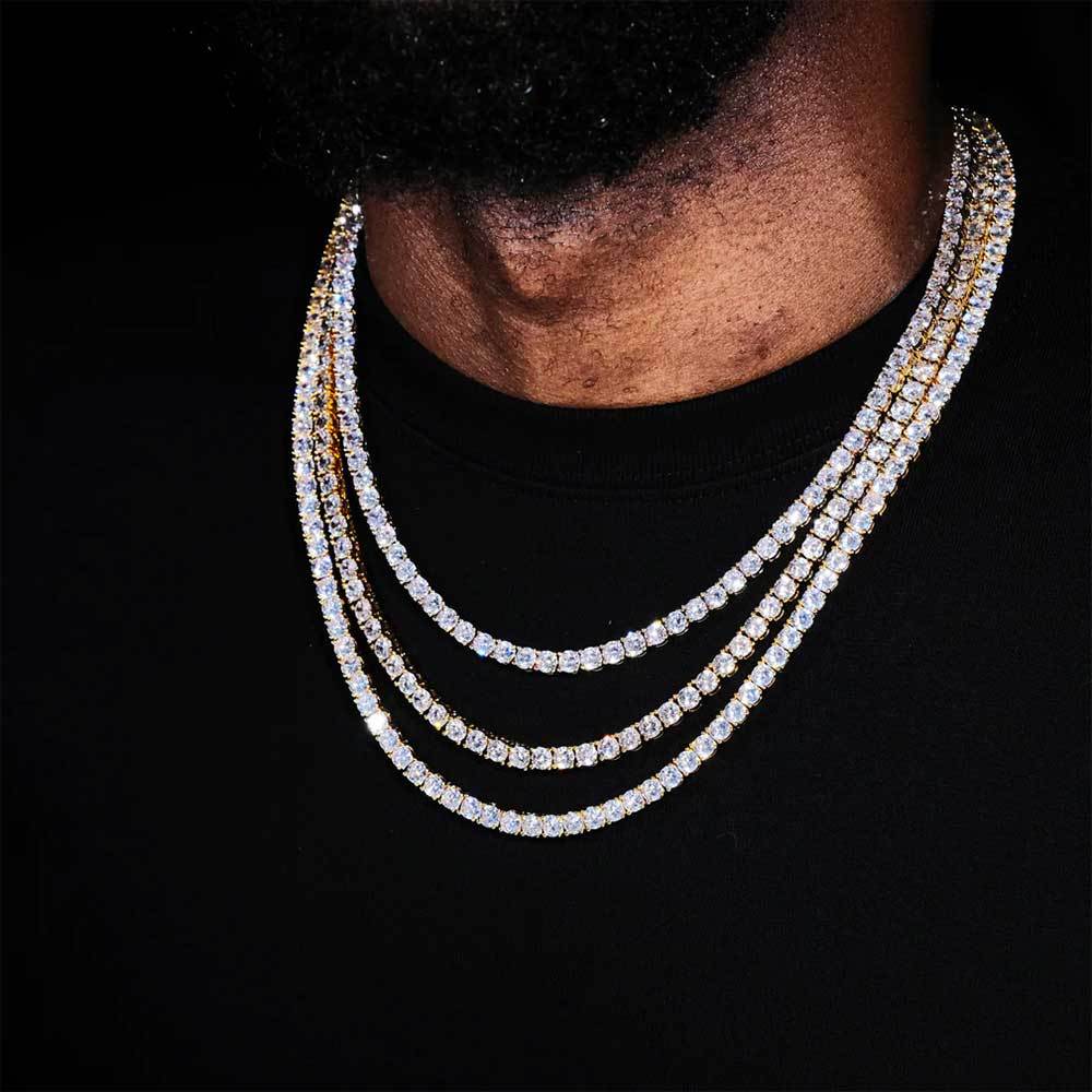 3mm-5mm   Gold S925 Silver Moissanite Tennis Chains