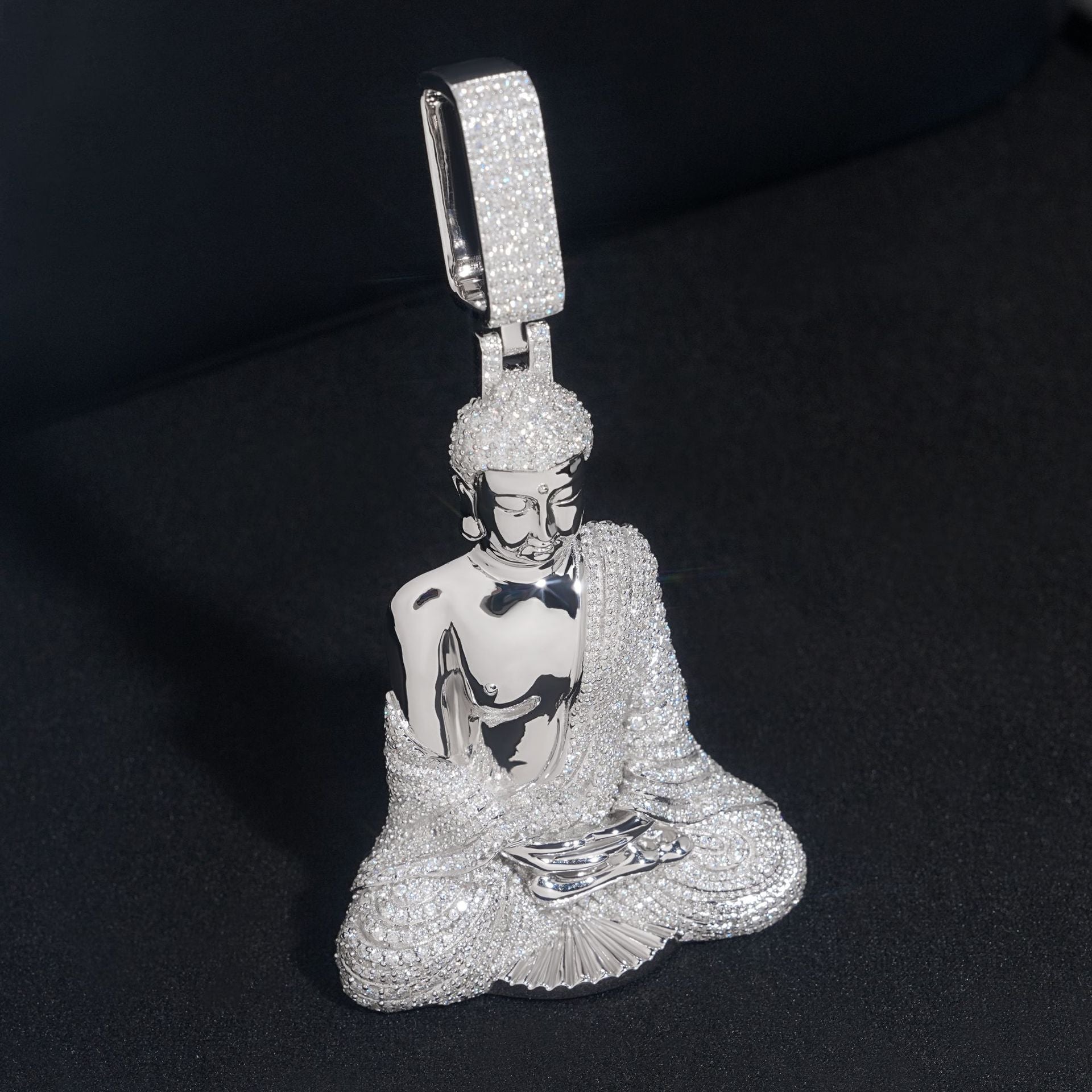 Buddha Pendant VVS Moissanite S925 Silver Icy Crystal