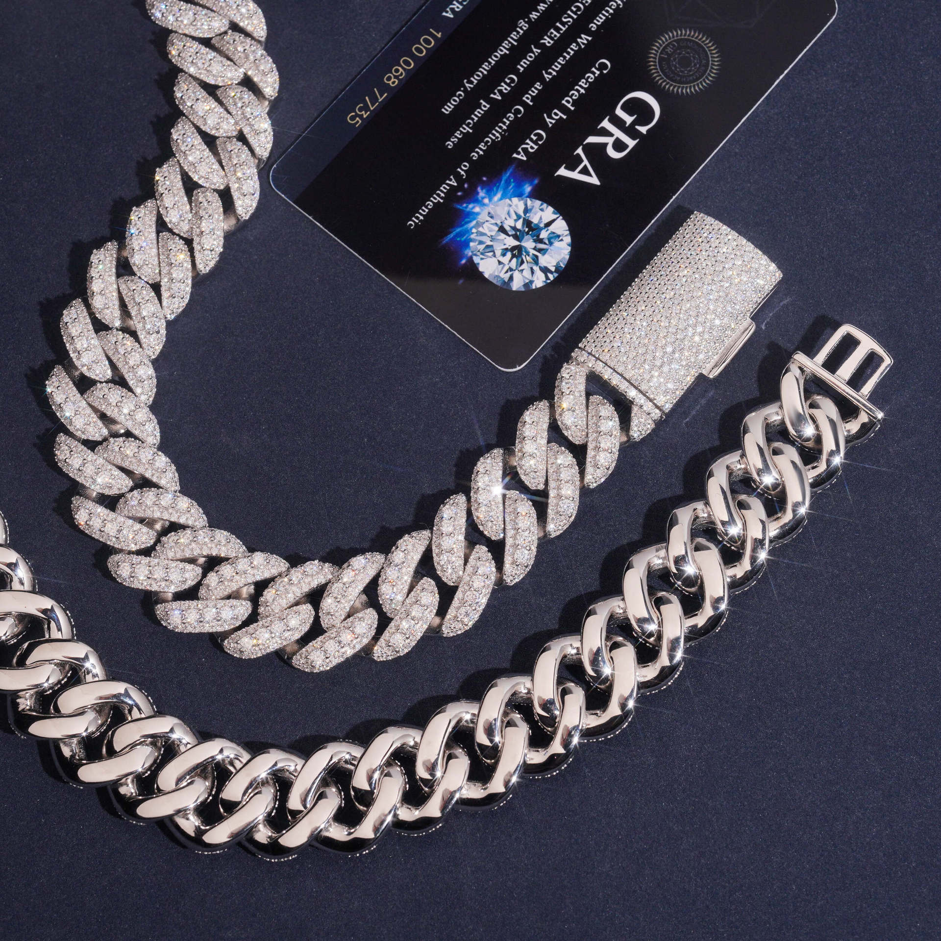 13mm/15mm/16mm/18mm New S925 Silver Moissanite Crescent Cuban Chain