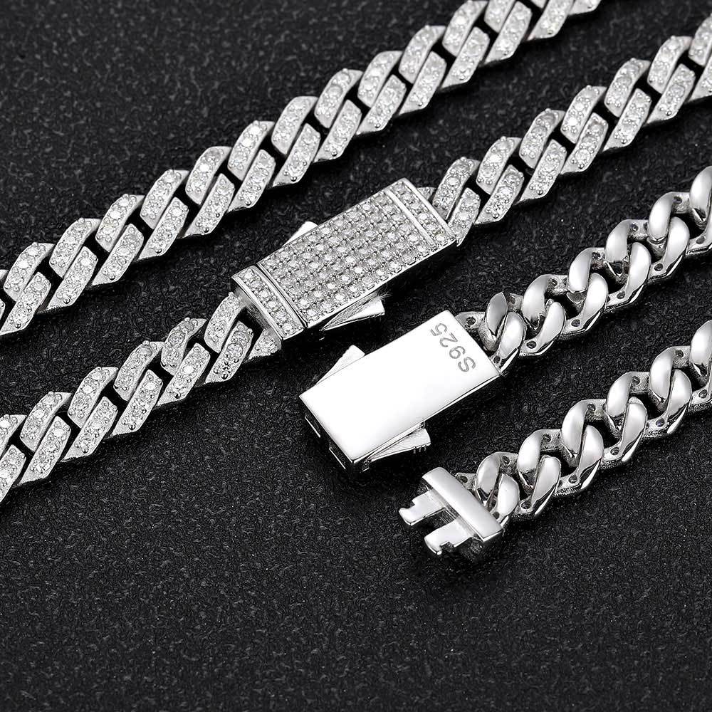 8mm 925S and VVS Moissanite Cuban Link Chain