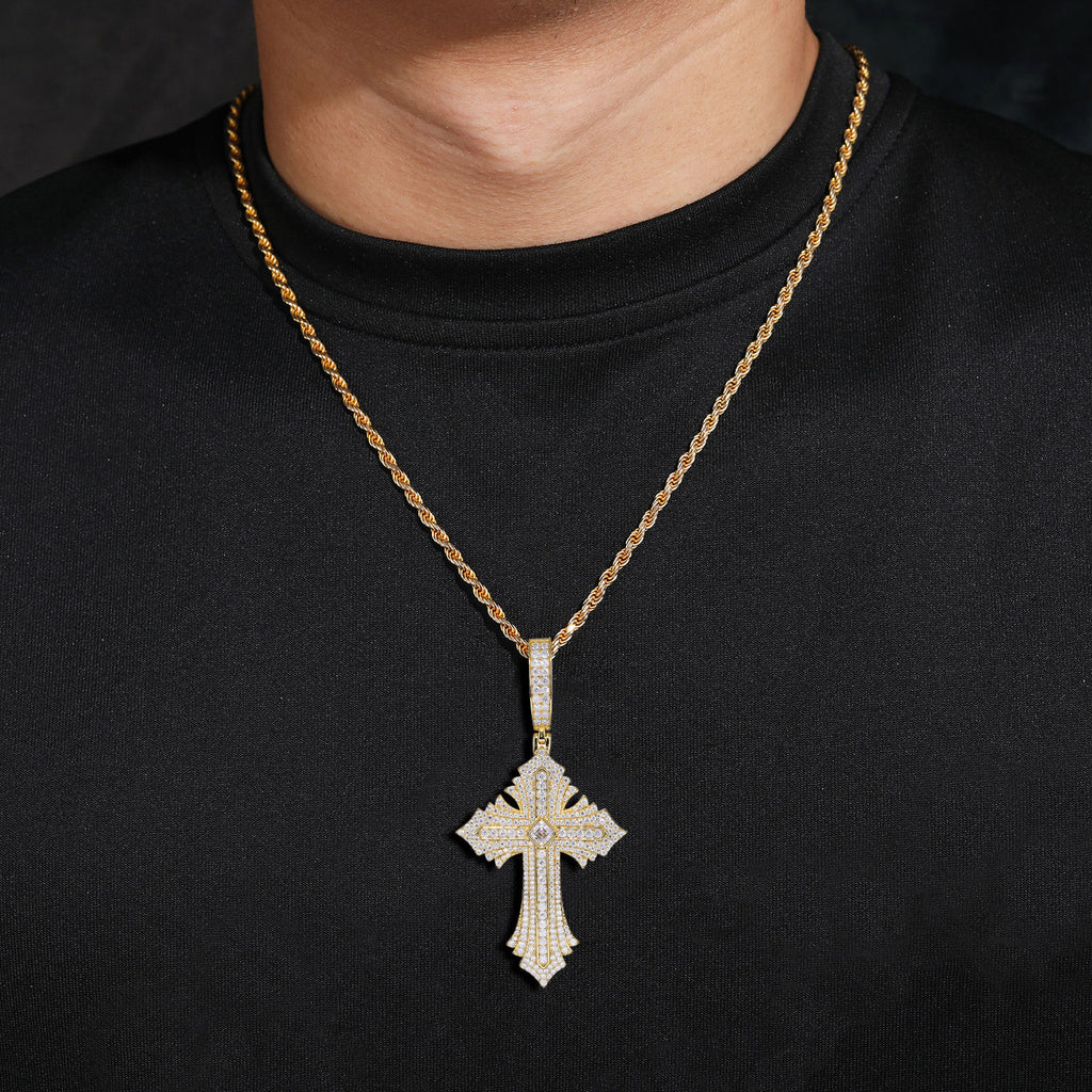 Moissanite Abstract Cross Pendant