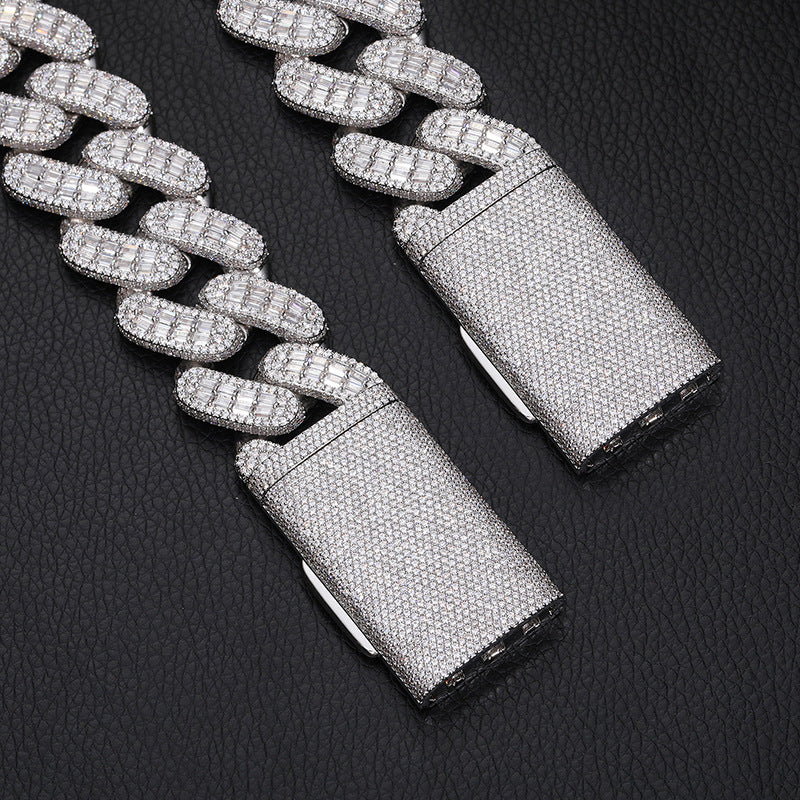 28MM White Gold Diamond Square Zircon Cuban Chain