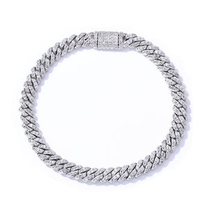 6mm S925 silver single row moissanite Cuban Bracelet
