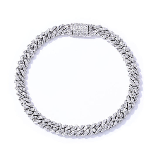 6mm S925 silver single row moissanite Cuban Bracelet