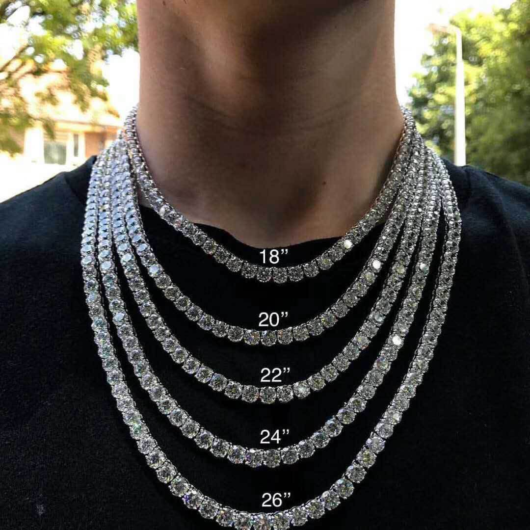 3mm-5mm  White Gold S925 Silver Moissanite Tennis Chains Gubanlink