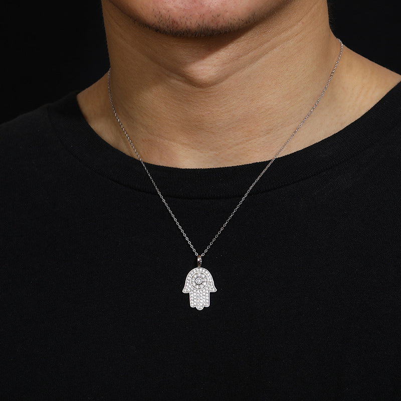 Hamsa Hand 925 Vvs d Moissanite Diamond Pendant