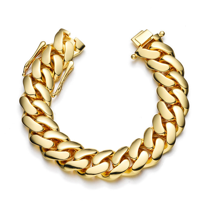 8/10/12/14/16/18MM 18K Gold Plated  Butterfly Buckle Miami Cuban Link Bracelet