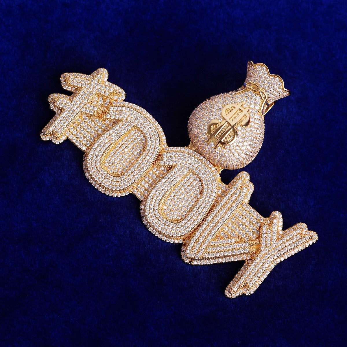 Money Bag Prong Set Custom Made Nameplate Hip Hop Pendant Gubanlink