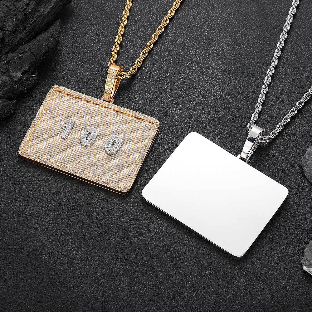Hip Hop Rectangular Zirconia Custom Letter Pendant Gubanlink