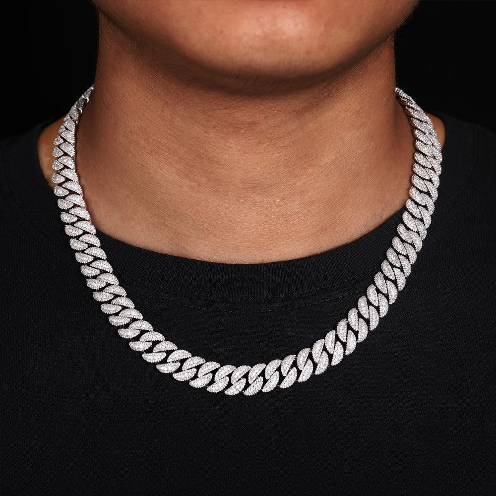 12MM Gold Plate Three-row Zircon bubble Cuban chain
