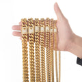 8/10/12/14/16/18MM 18K Gold Plated  Stainless Steel Iced Out Miami Cuban Link Chain Thegoldlinks
