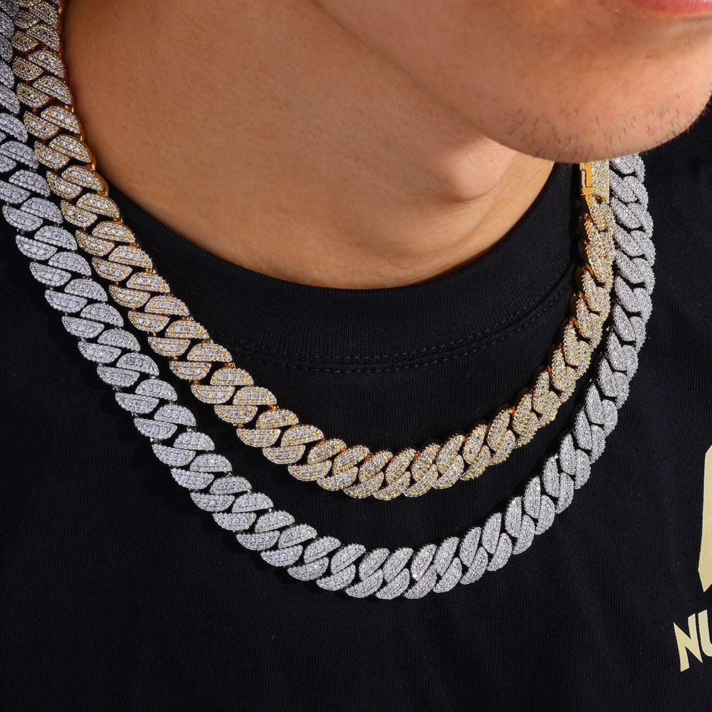 14mm S925 silver moissanite flip clasp Cuban Link Chain