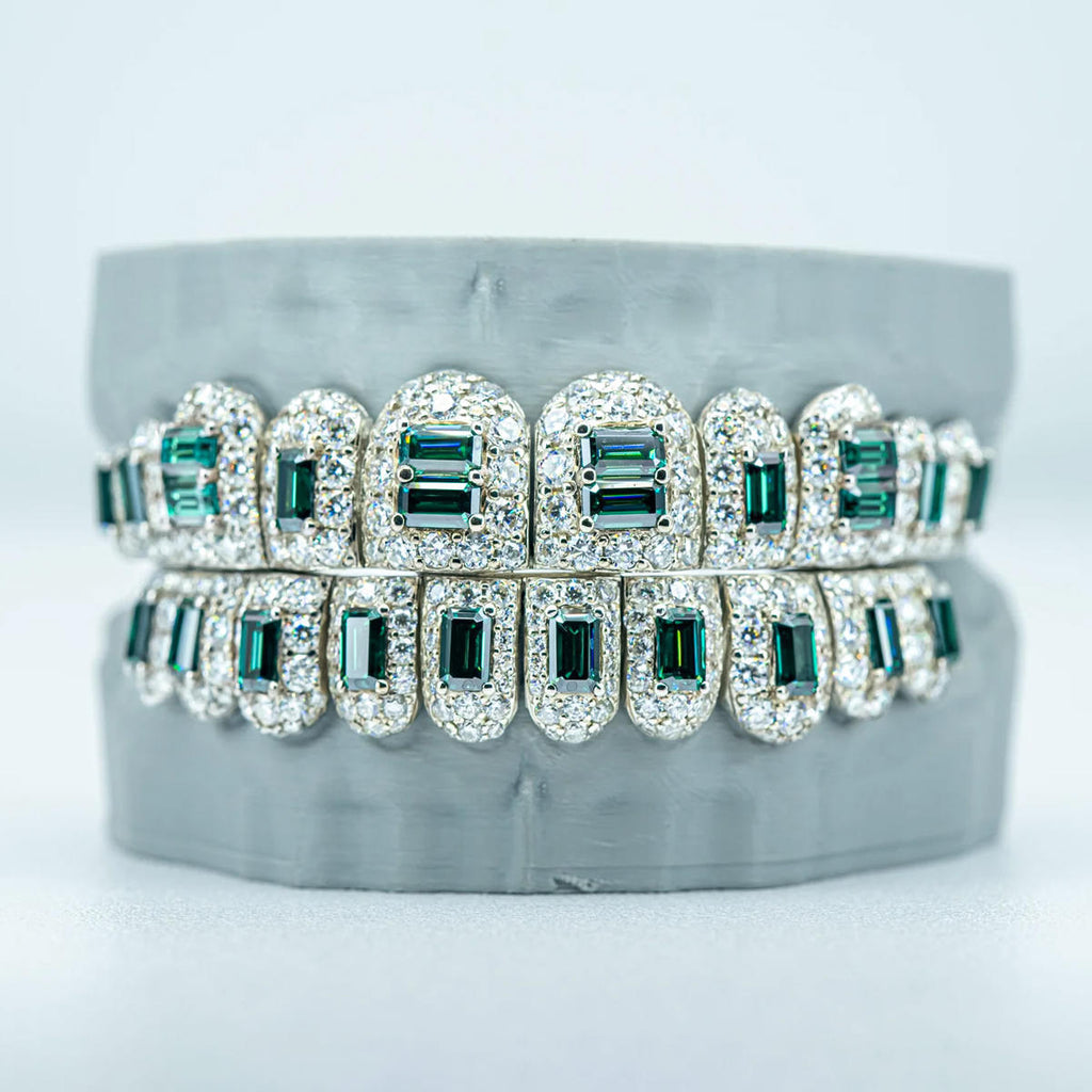 10 on 10 Emerald S925  Moissanite Diamond Grillz