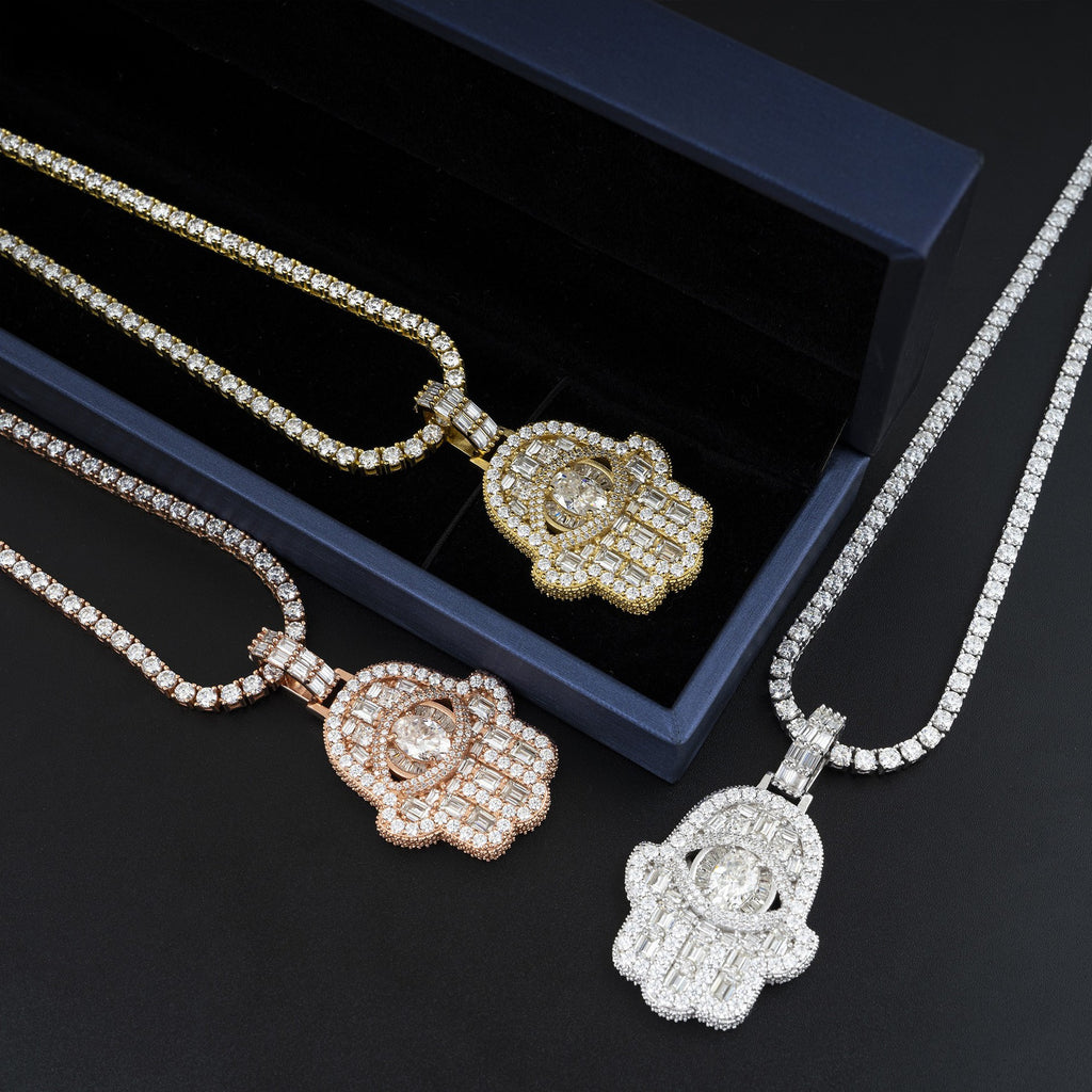 Eye-shaped Hand-shaped Moissanite Pendants