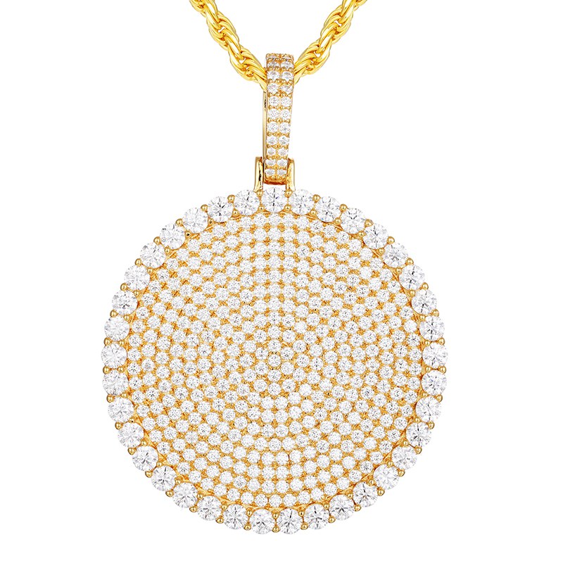 S925 Moissanite Round Dog Tag Pendant