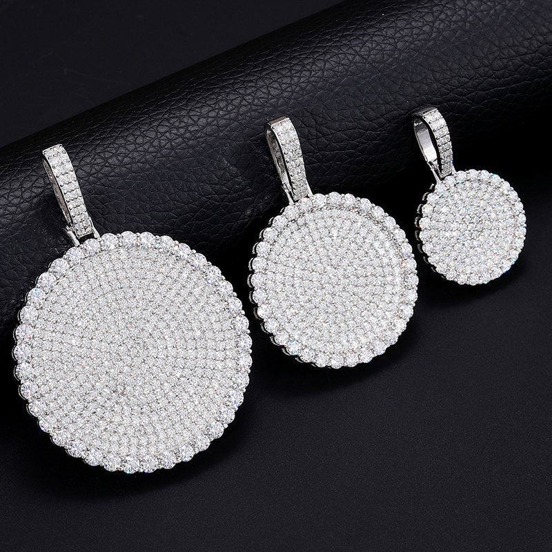 S925 Moissanite Round Dog Tag Pendant
