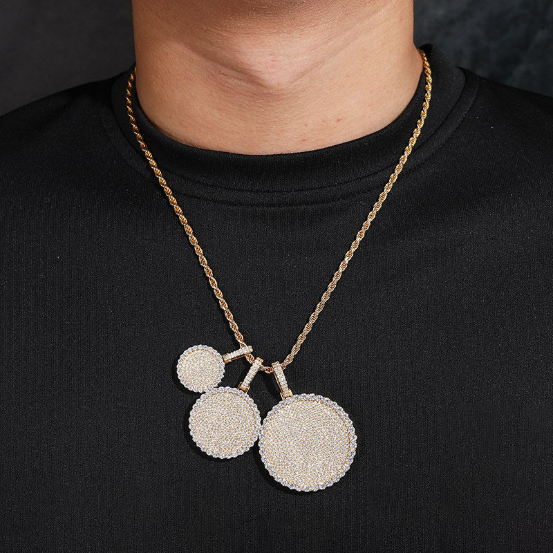 S925 Moissanite Round Dog Tag Pendant