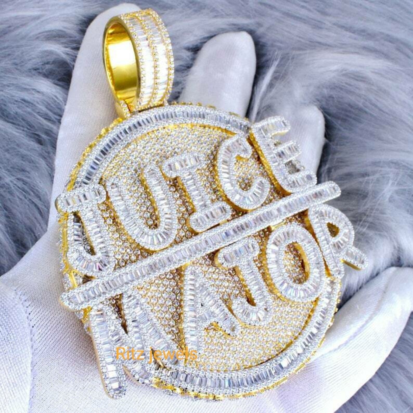 Custom Moissanite Personalized 3D Disc Large Pendant Thegoldlinks