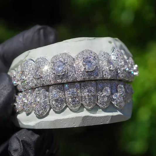 Custom Iced Out Grillz 925 Sterling Silver VVS Moissanite