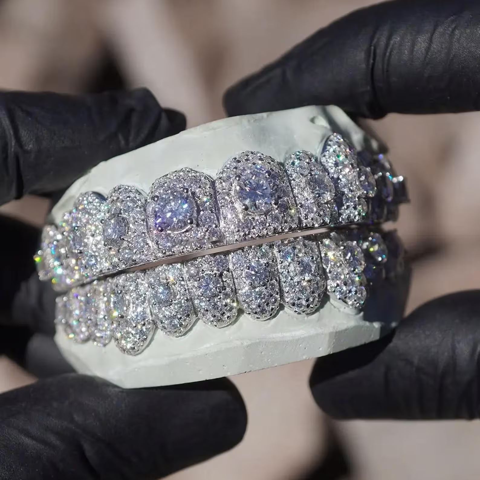Custom Iced Out Grillz 925 Sterling Silver VVS Moissanite Gubanlink