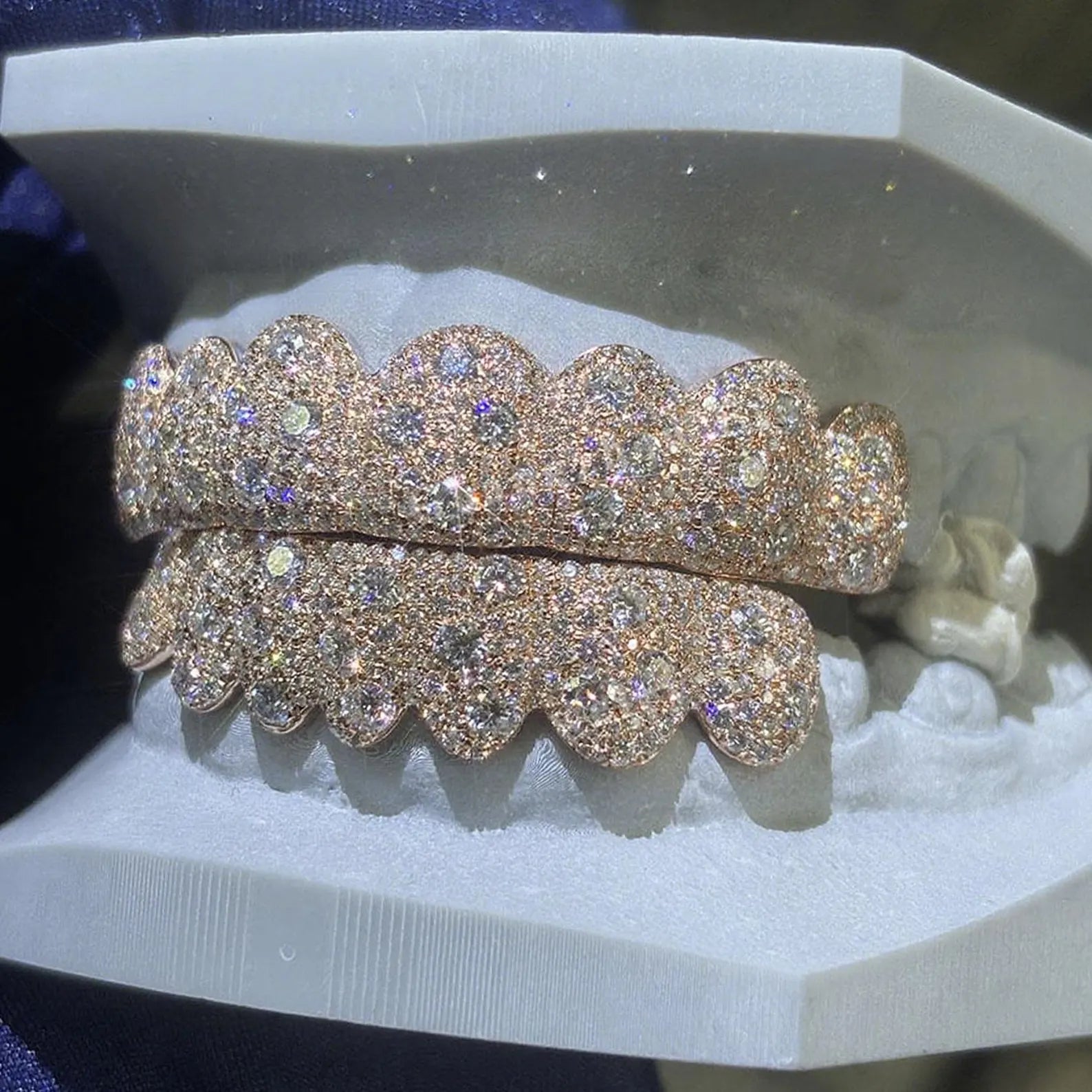 Custom-made braces in S925 sterling silver with VVS moissanite
