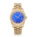 13.3CT Iced Out Blue Face 14K Yellow Gold 41MM  Moissanite Presidential Watch Gubanlink