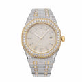 14K Yellow Gold 44MM  Iced Out Bust Down Moissanite Watch Gubanlink