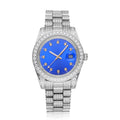 13.3CT Iced Out Blue Face  14K White Gold 41MM  Moissanite Presidential Watch Gubanlink
