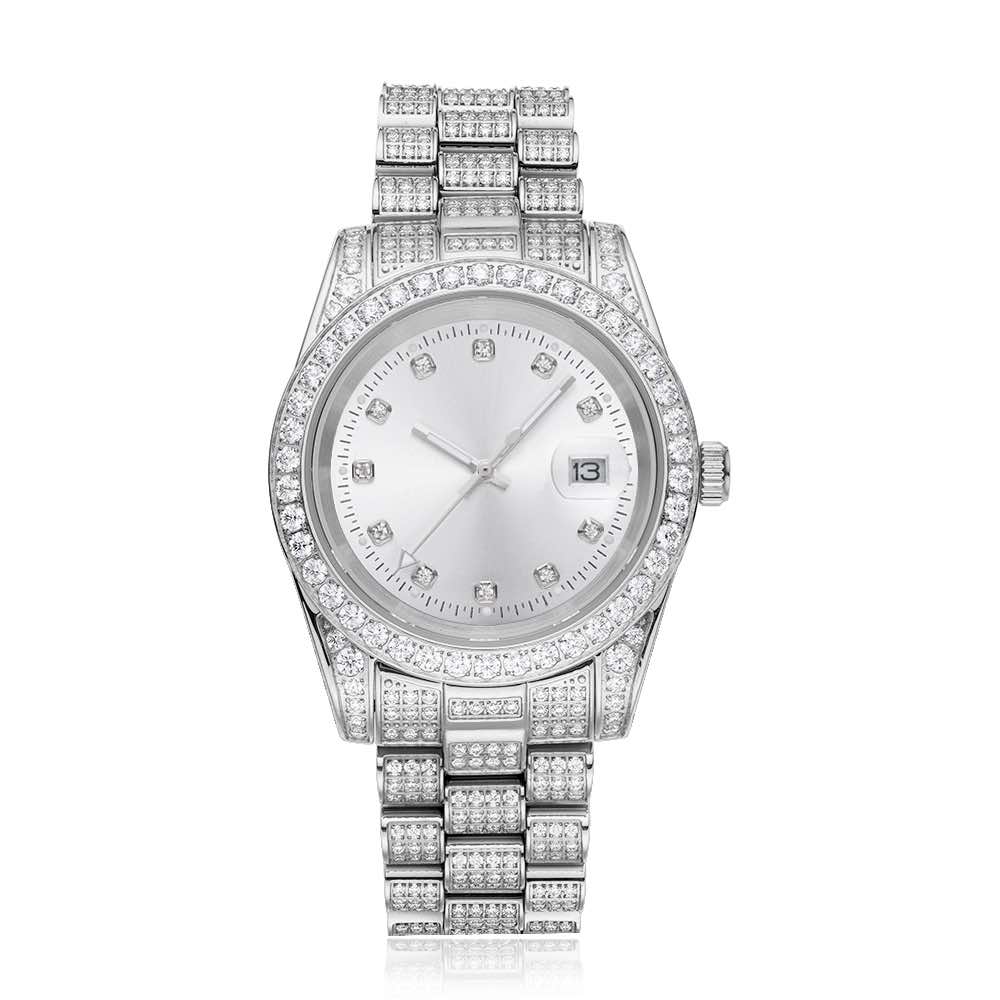 13.3CT Iced Out  White Face 14K White Gold 41MM  Moissanite Presidential Watch Gubanlink